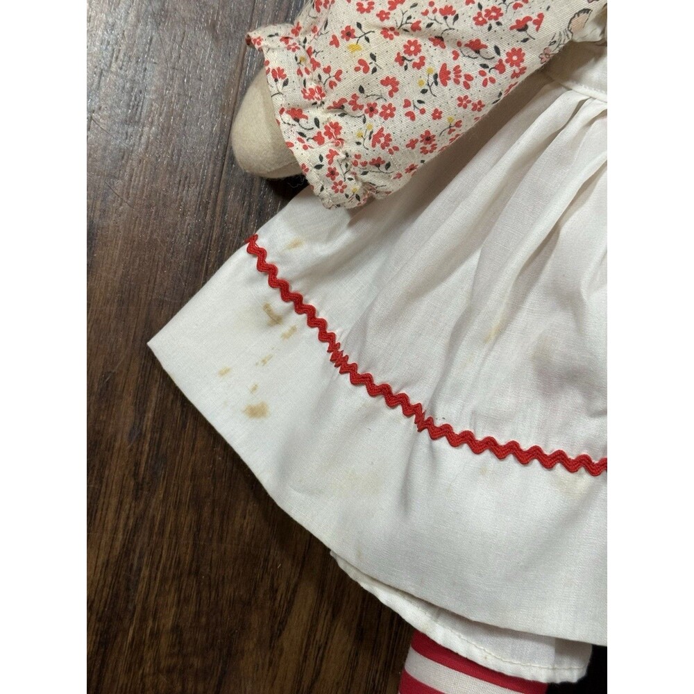 Vintage Raggedy Ann Doll 1970s Fabric Dress 20 Inch Embroidered Face Authentic - Picture 2 of 3